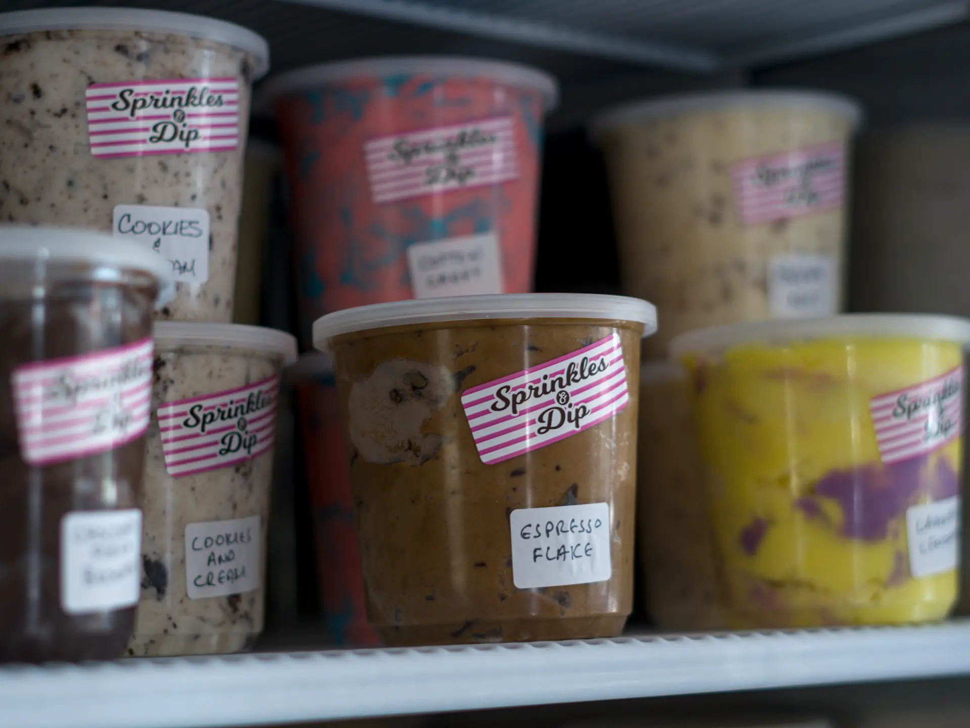 Tubs of ice cream.